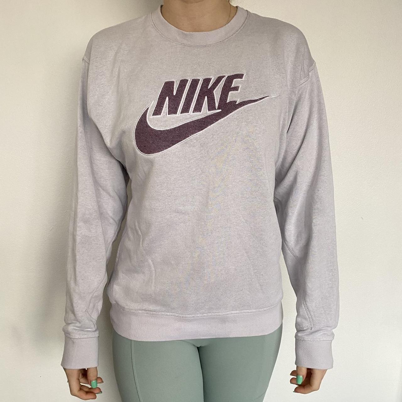 Nike Women's Grey and Pink Jumper | Depop