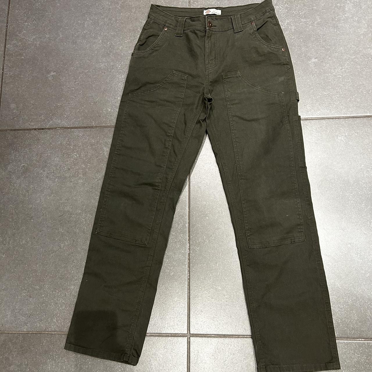 dickies green carpenter pants size 27 waist but fit... - Depop