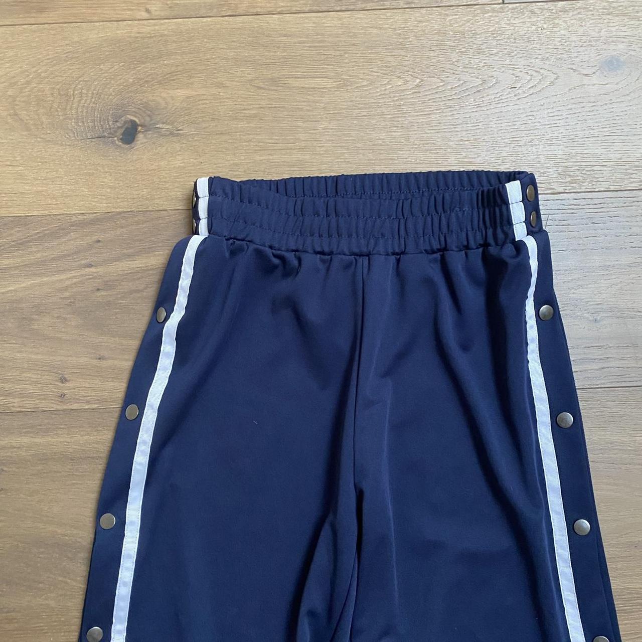 Women's White and Navy Trousers | Depop