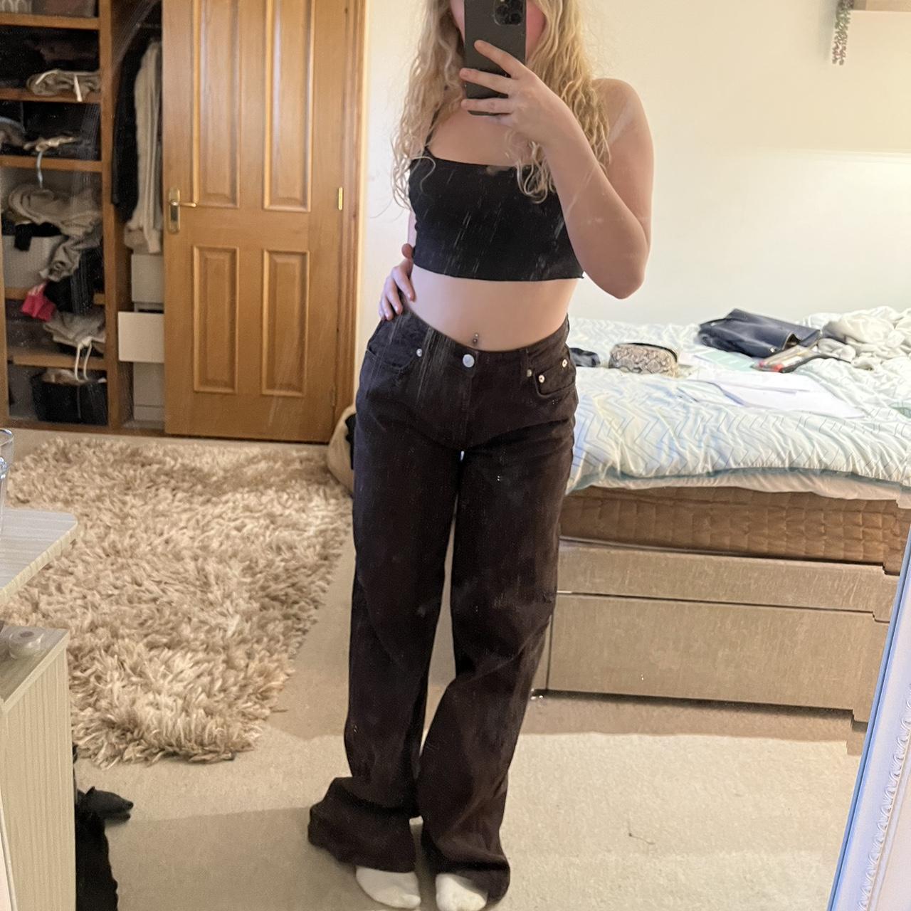 Stunning brown wide leg jeans from zara, great... Depop
