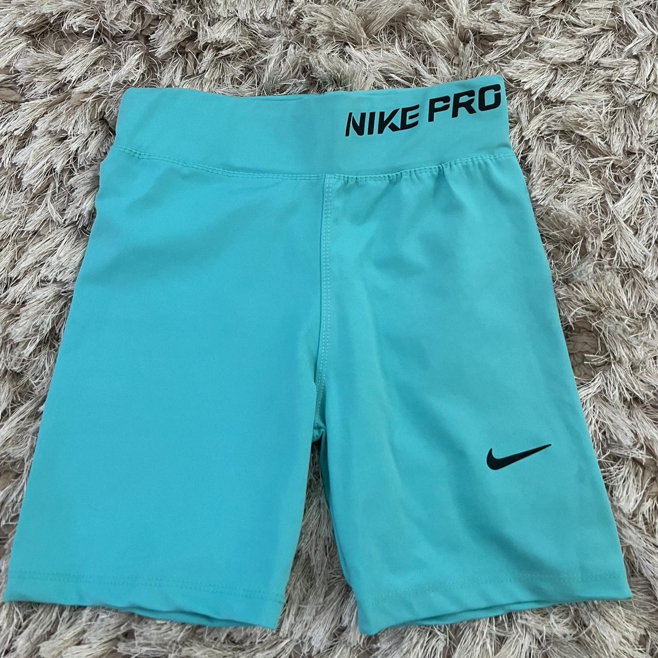 Lush womens green/ blue Nike pro shorts, great... Depop