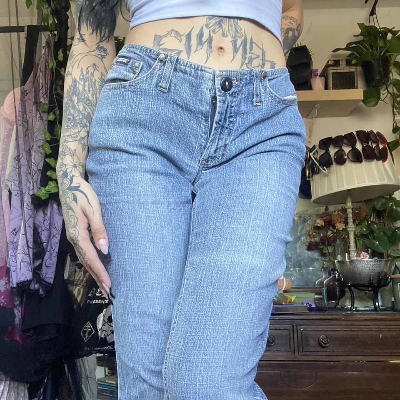 Squeeze flare jeans. these r so comfy!! late 90s/... - Depop