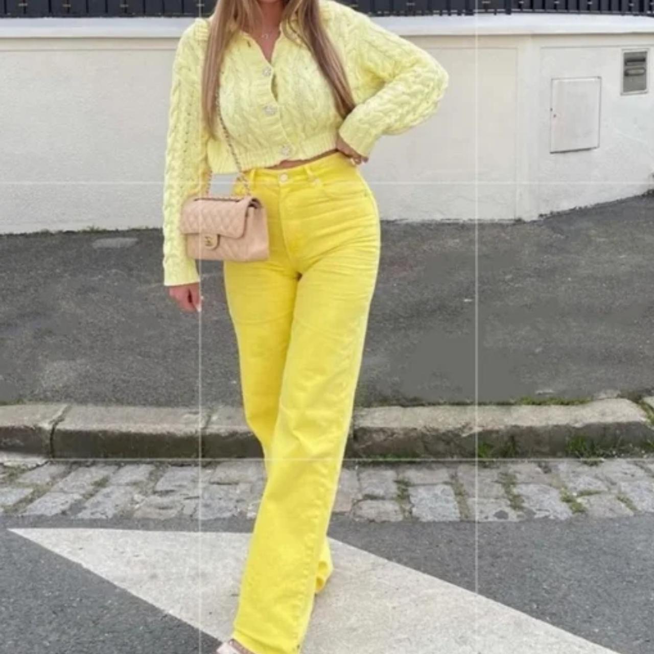 Zara Yellow Culottes Wide Leg Cropped Trousers S  eBay