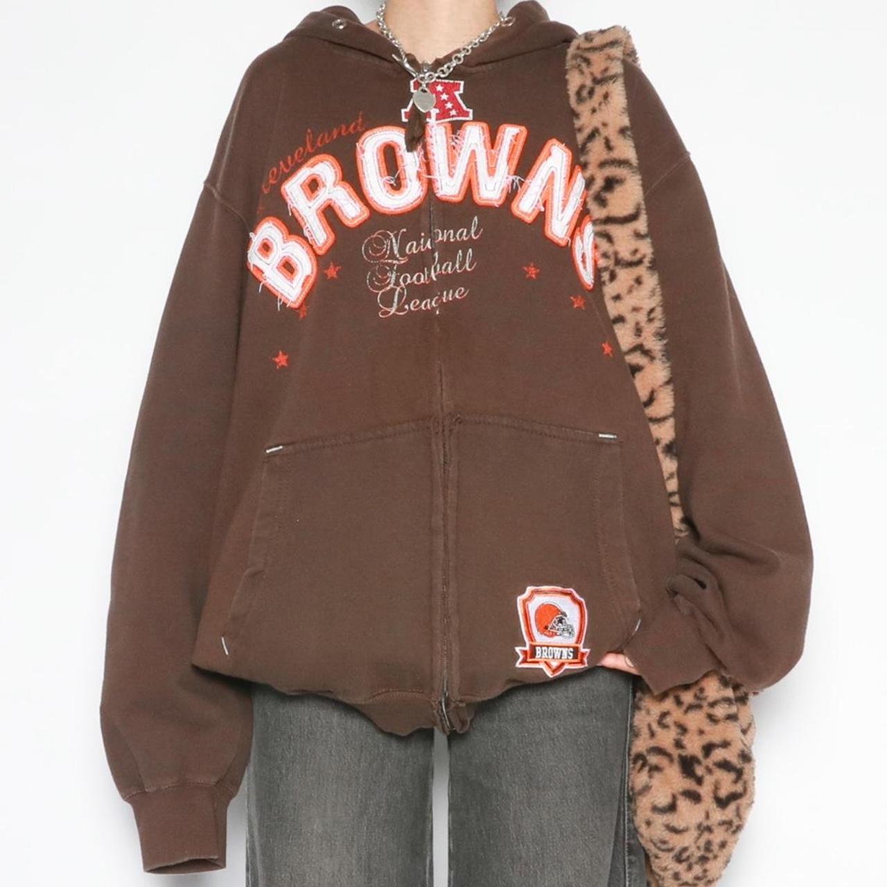 \ud83e\udd0e Y2K NFL Cleveland Browns Zip-Up Hoodie Sweatshirt... - Depop