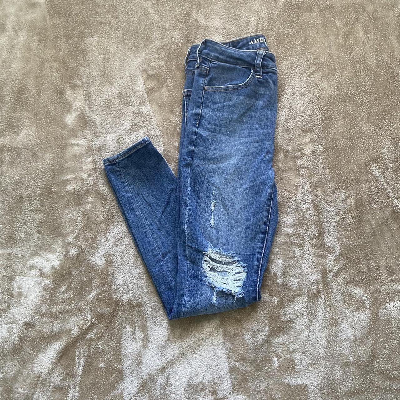 American Eagle Outfitters Blue Distressed Super