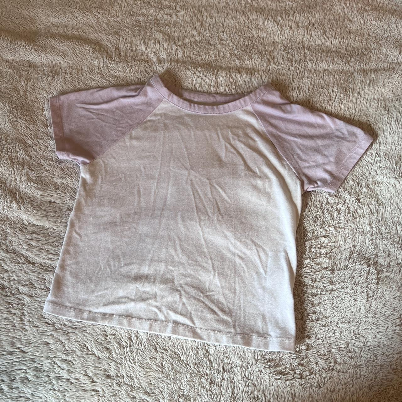 White and Light Purple Baseball Tee Shirt ♡Size... - Depop