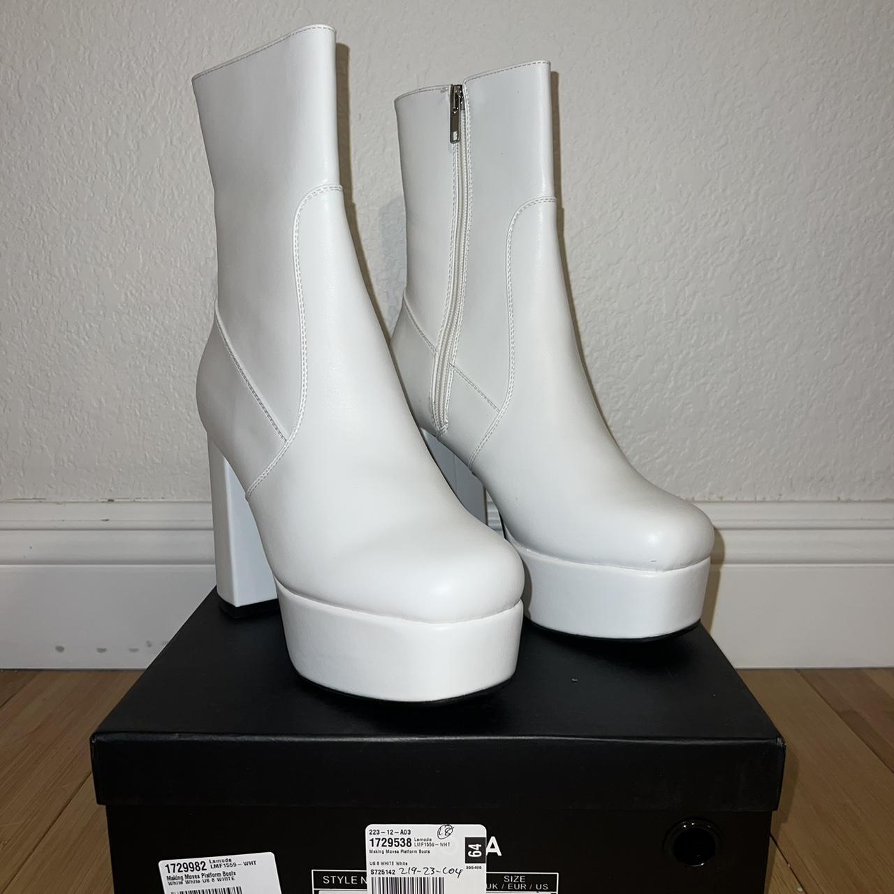Dolls Kill Women's White Boots Depop