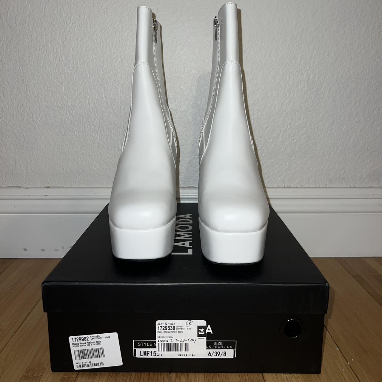 Dolls Kill Women's White Boots Depop