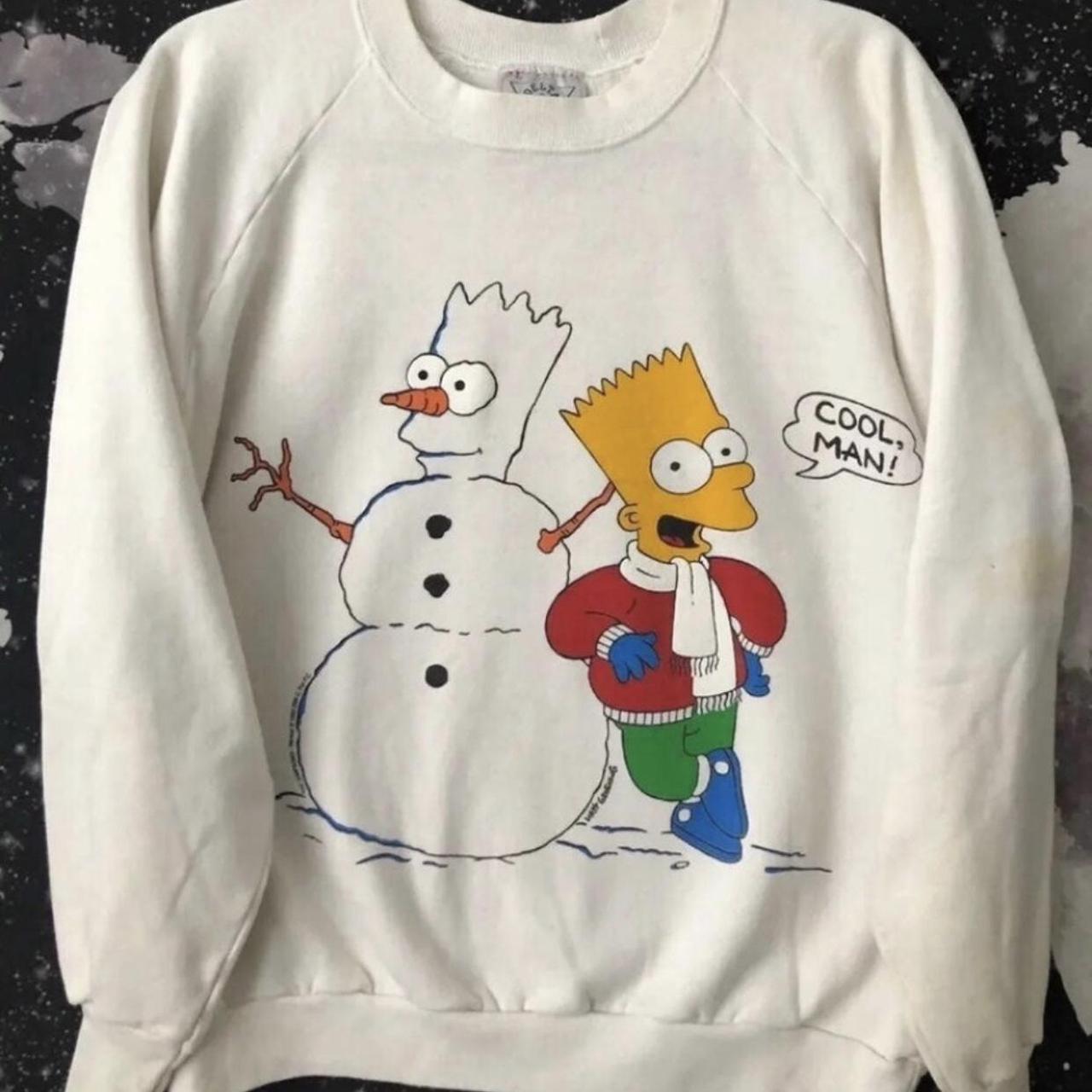 Bart Simpson Holiday Winter Snowman Christmas Cool... - Depop