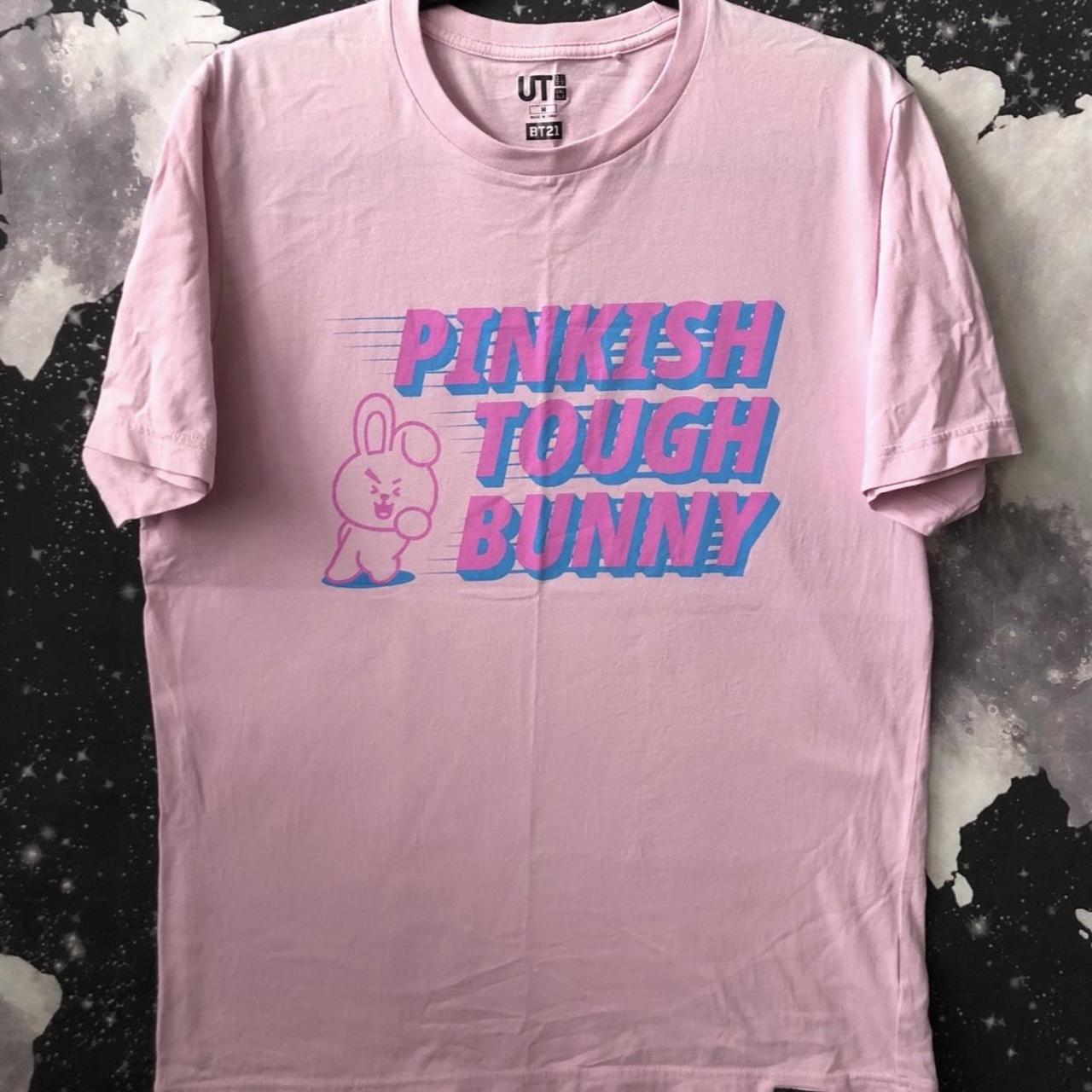 Uniqlo BT21 Pinkish Tough Bunny shirt, color is pink... - Depop