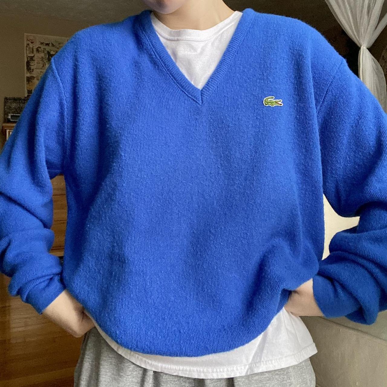 Lacoste Men's Blue and Green Jumper | Depop