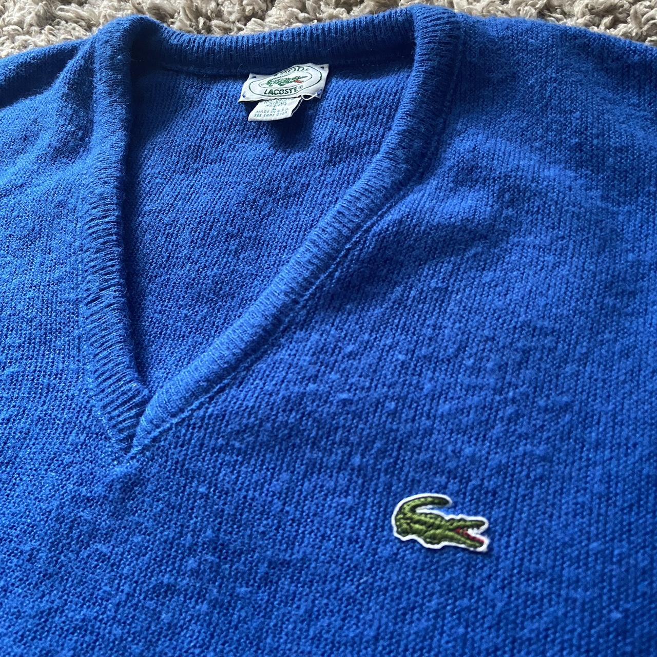 Lacoste Men's Blue and Green Jumper | Depop