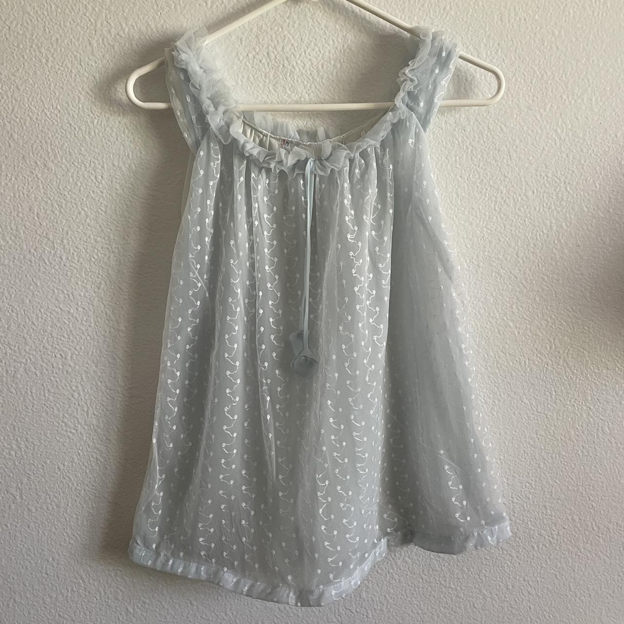 Vintage baby blue nightgown top Sheer... - Depop