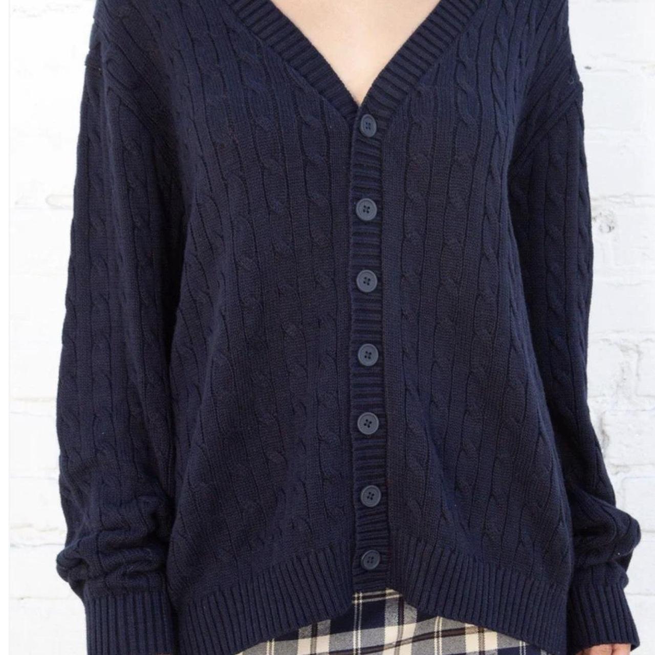brandy melville navy blue knit sweatshirt cardigan Depop