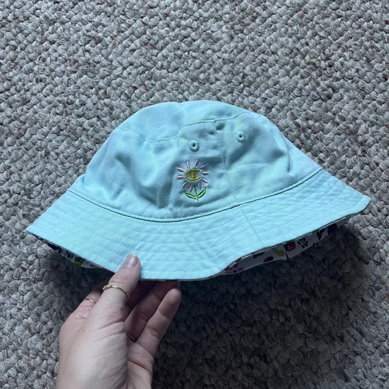 Champion Baby Blue Bucket Hat. Reversible - Depop