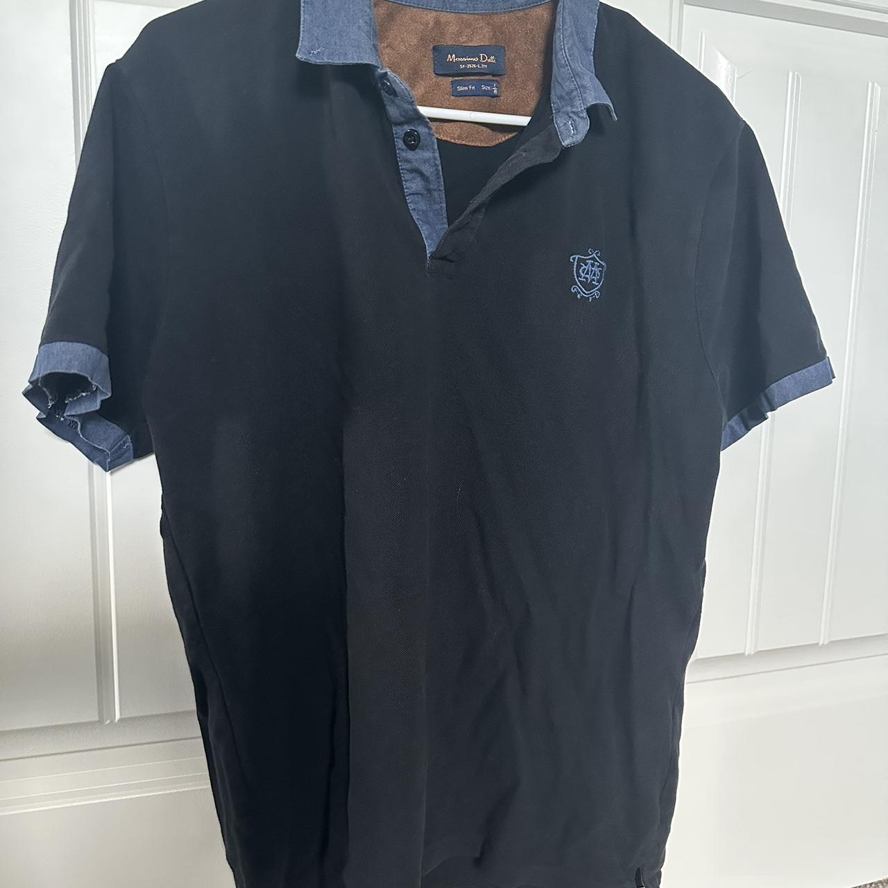 Massimo Dutti Navy Polo Pre Owned Missing A Depop