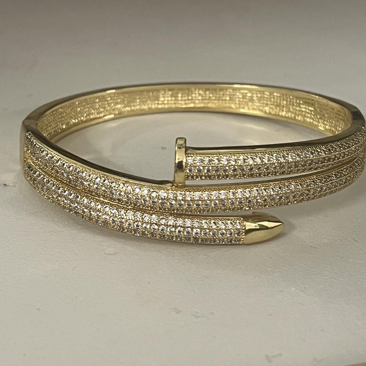 Stunning diamonte gold bangle. Never worn. - Depop