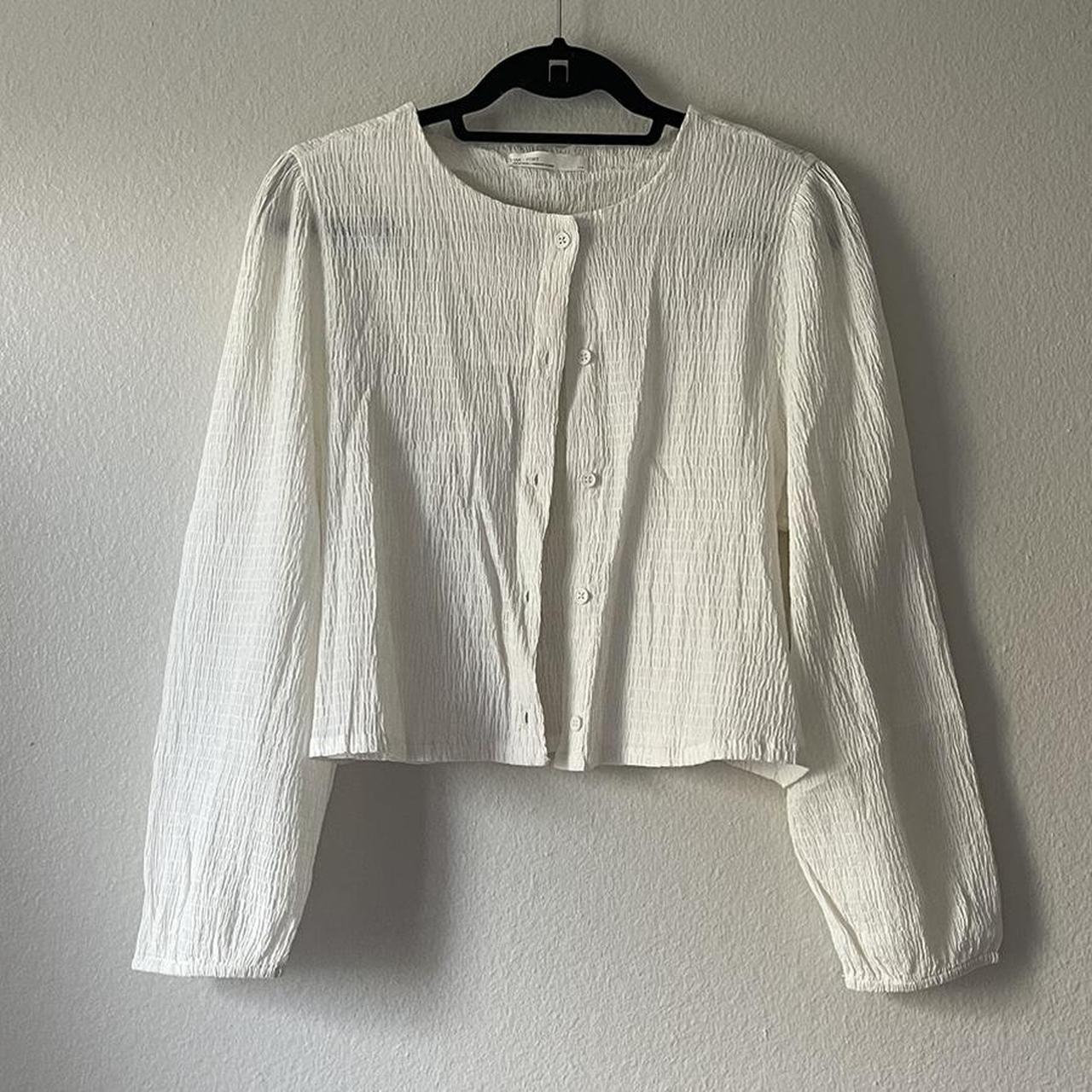 nwt oak and fort cream blouse top size large - Depop