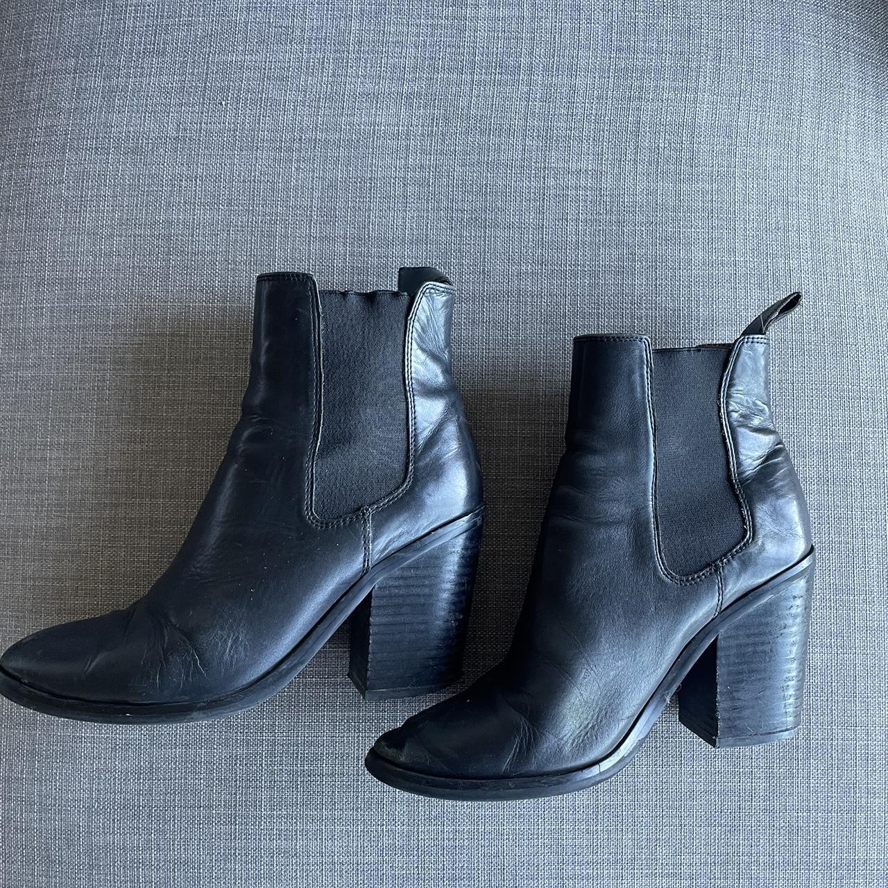 Tony Bianco black heeled leather boots size 38 The... - Depop