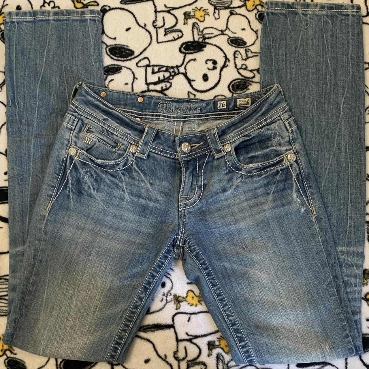 low rise cross miss me jeans straight legged size... - Depop