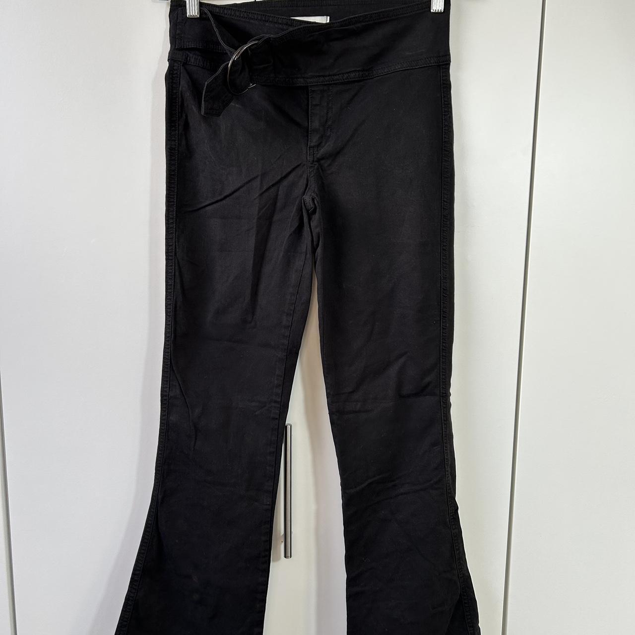 Urban Outfitters Black Honey O Buckle Flare Trousers - Depop