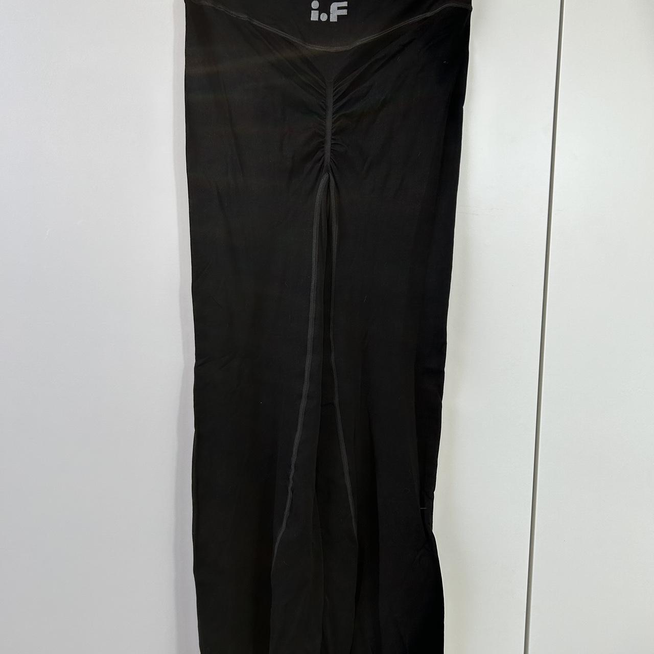 Urban Outfitters Iets frans SPORT Black Seamless Ruched Flare Trousers