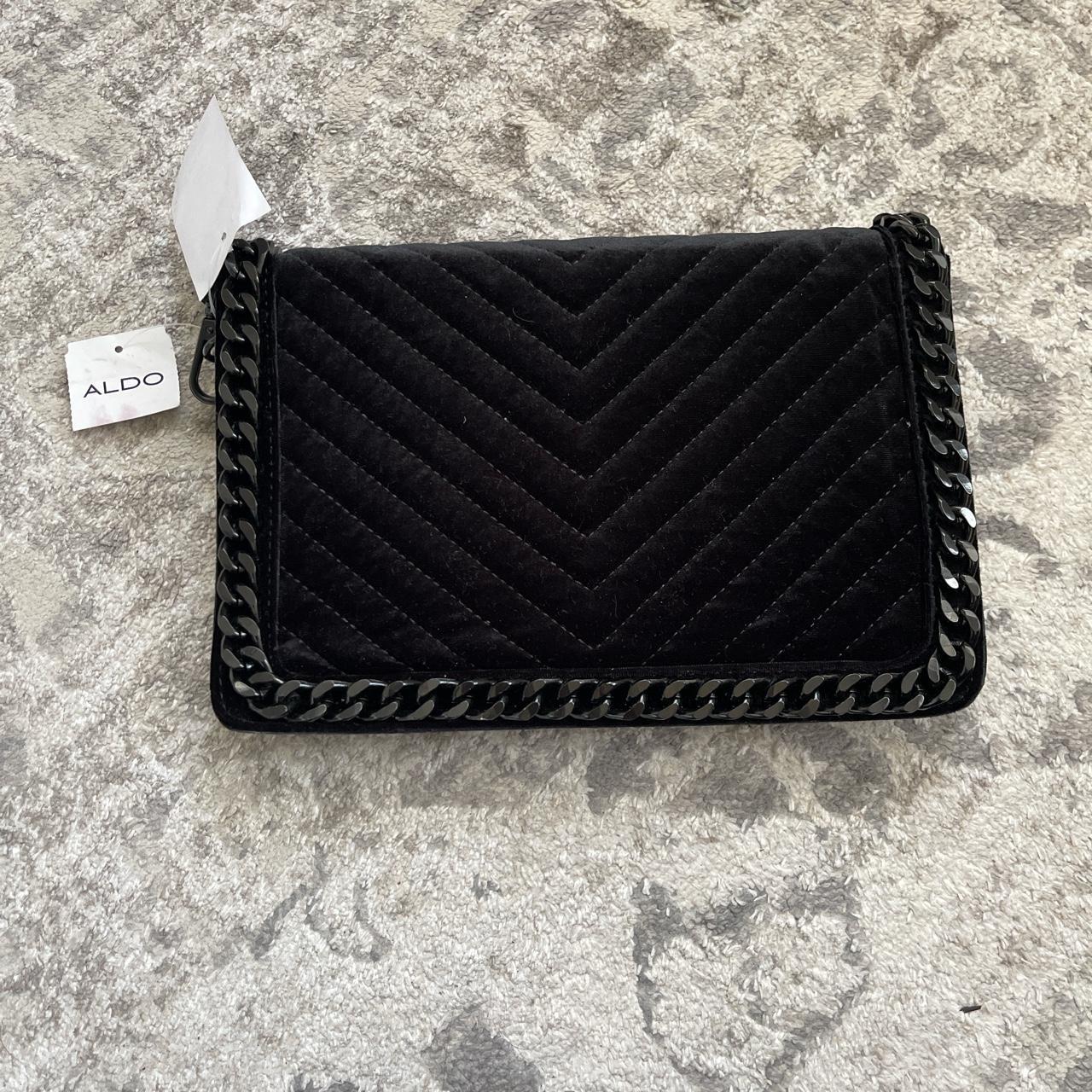 ALDO crossbody and clutch bag in black velvet wit... Depop
