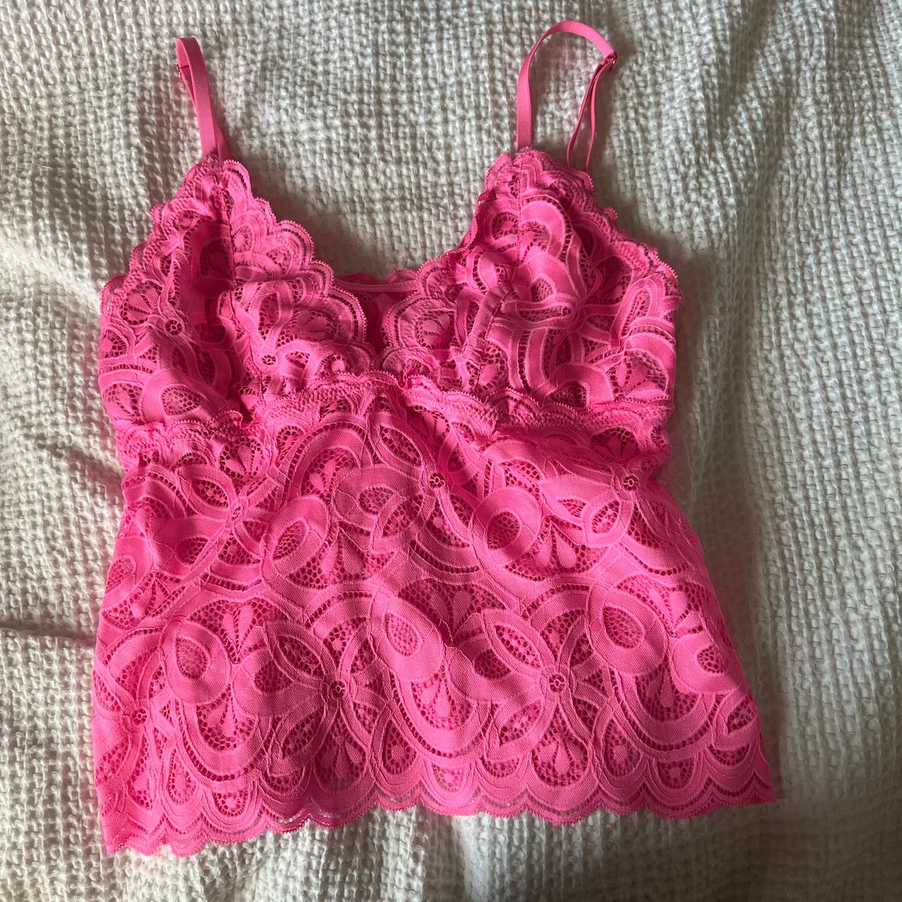 American Eagle neon pink lace tank - Depop