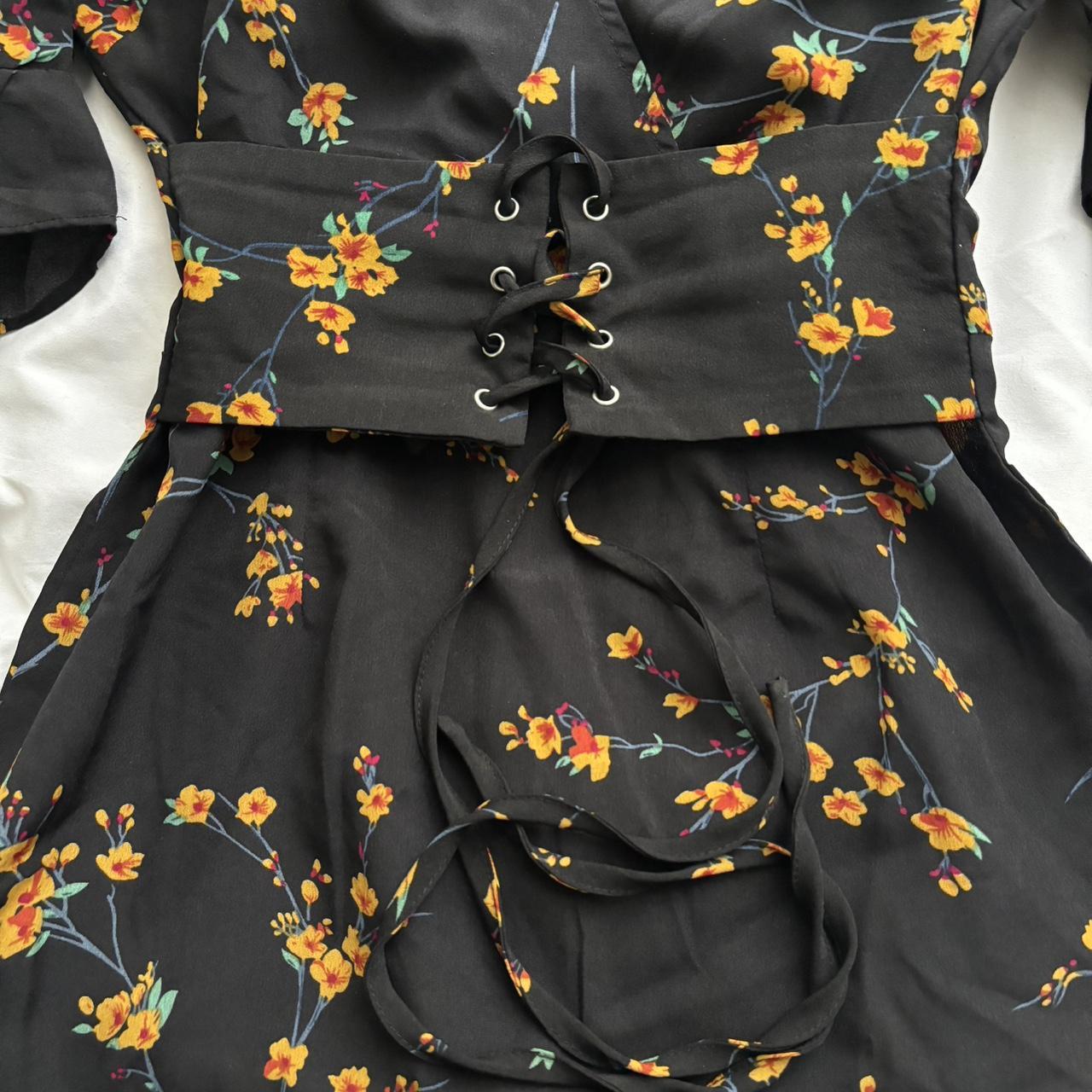 PLT black floral corset dress, worn a few times but - Depop