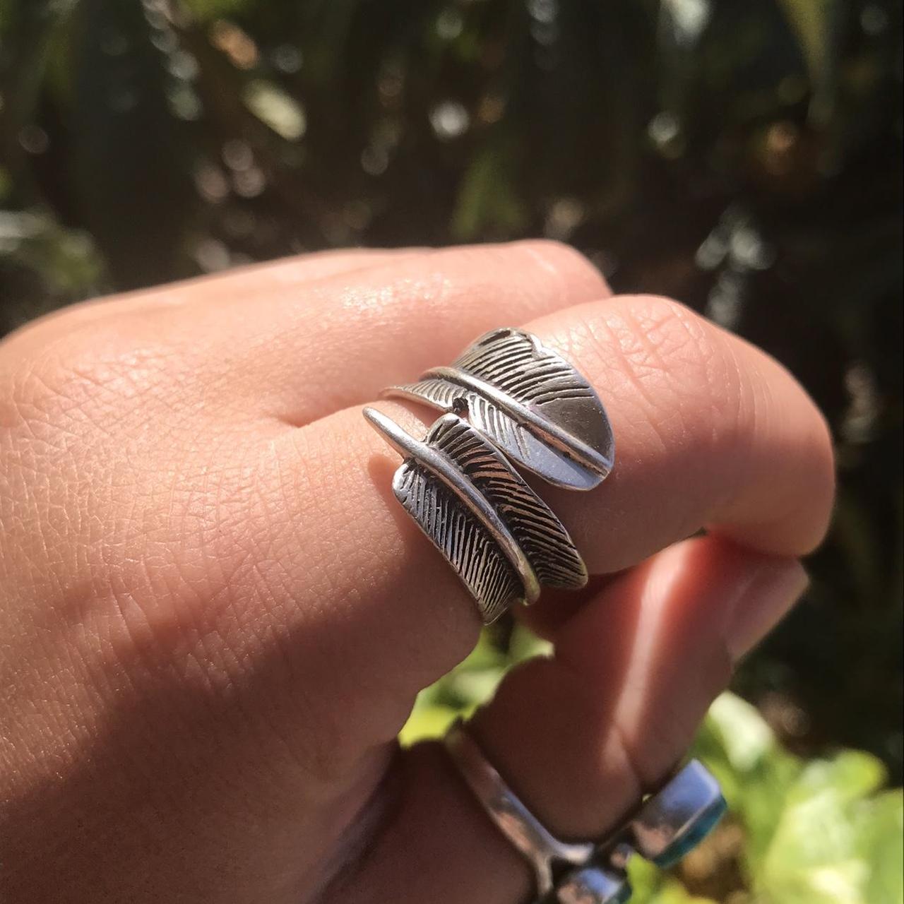 Top 225+ sterling silver feather ring latest