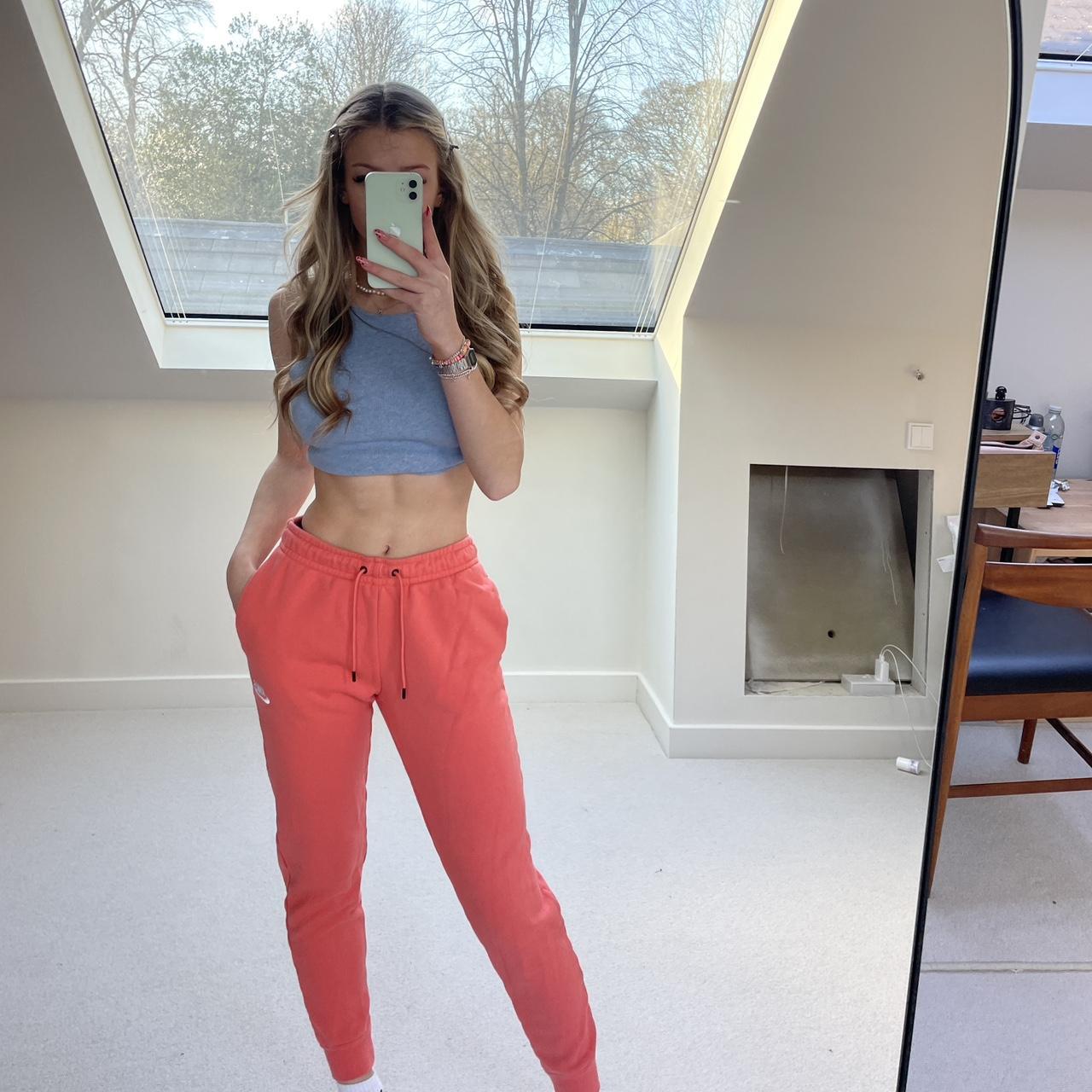 bright pink/orange nike joggers size small brand new... Depop