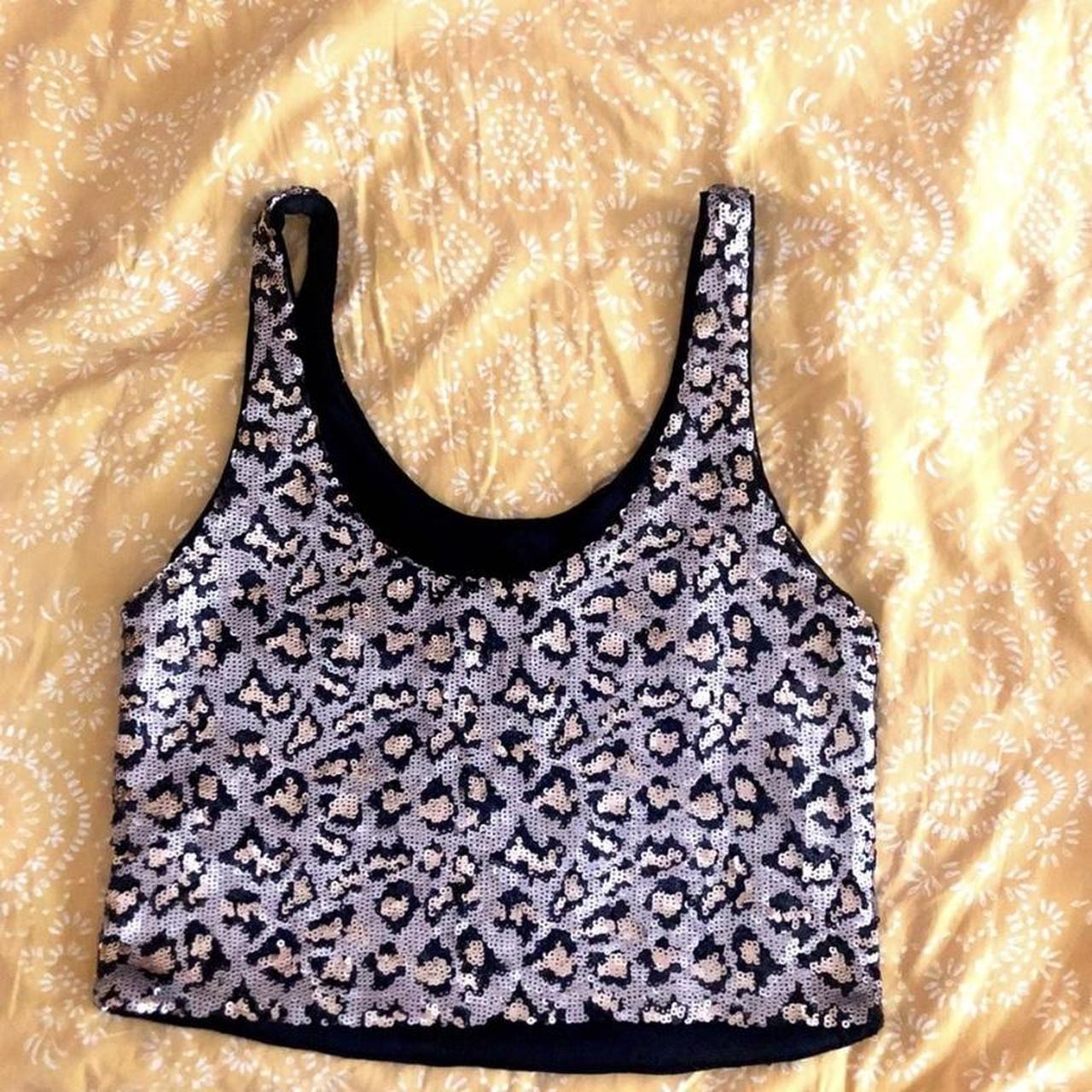 Zara sequin crop top, like new, black satin lined,... - Depop