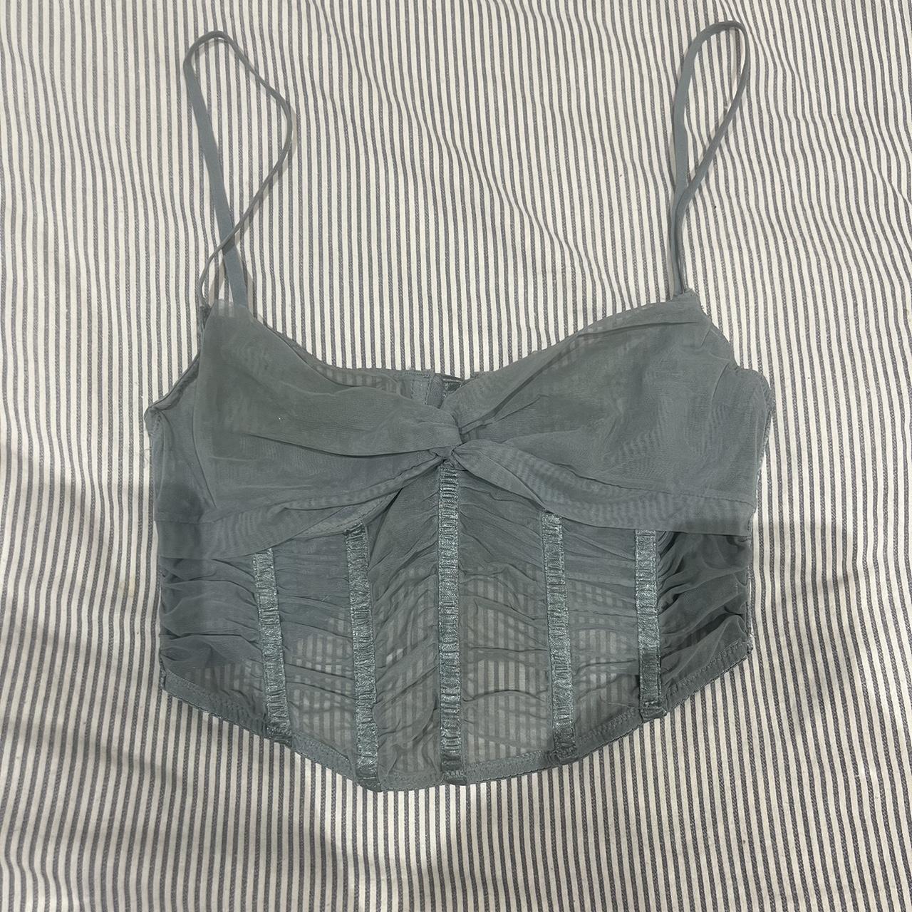 Urban Outfitters sheer blue corset top. Adjustable... Depop