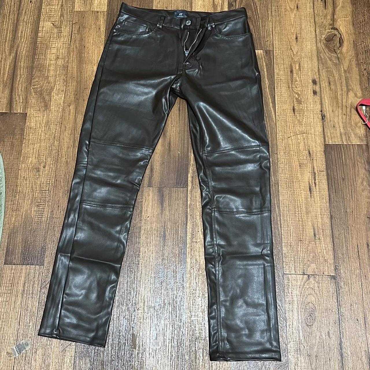 H&M Brown faux Leather Pants (They are more brown in... - Depop