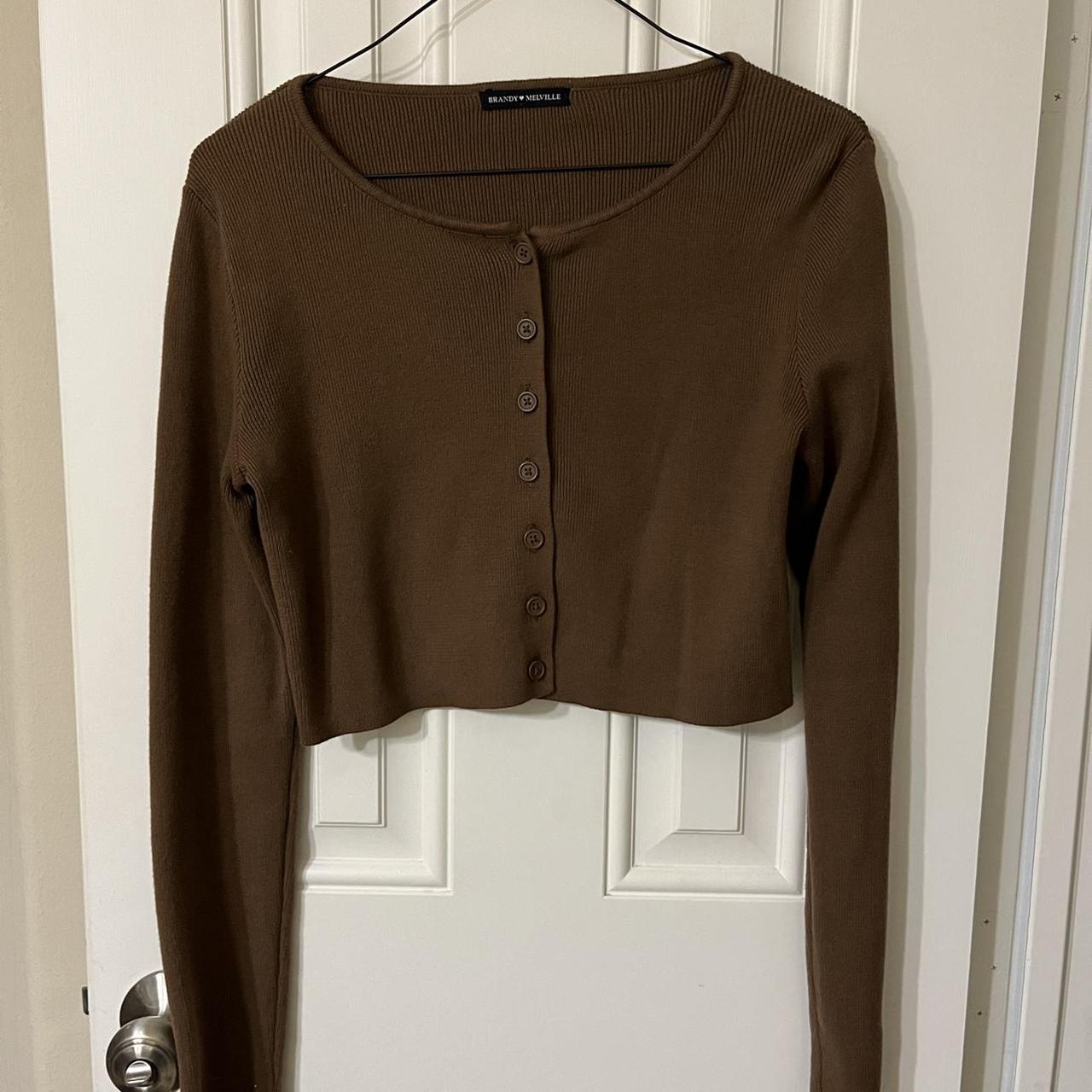 brandy melville brown athelia cardigan , cropped fit... Depop