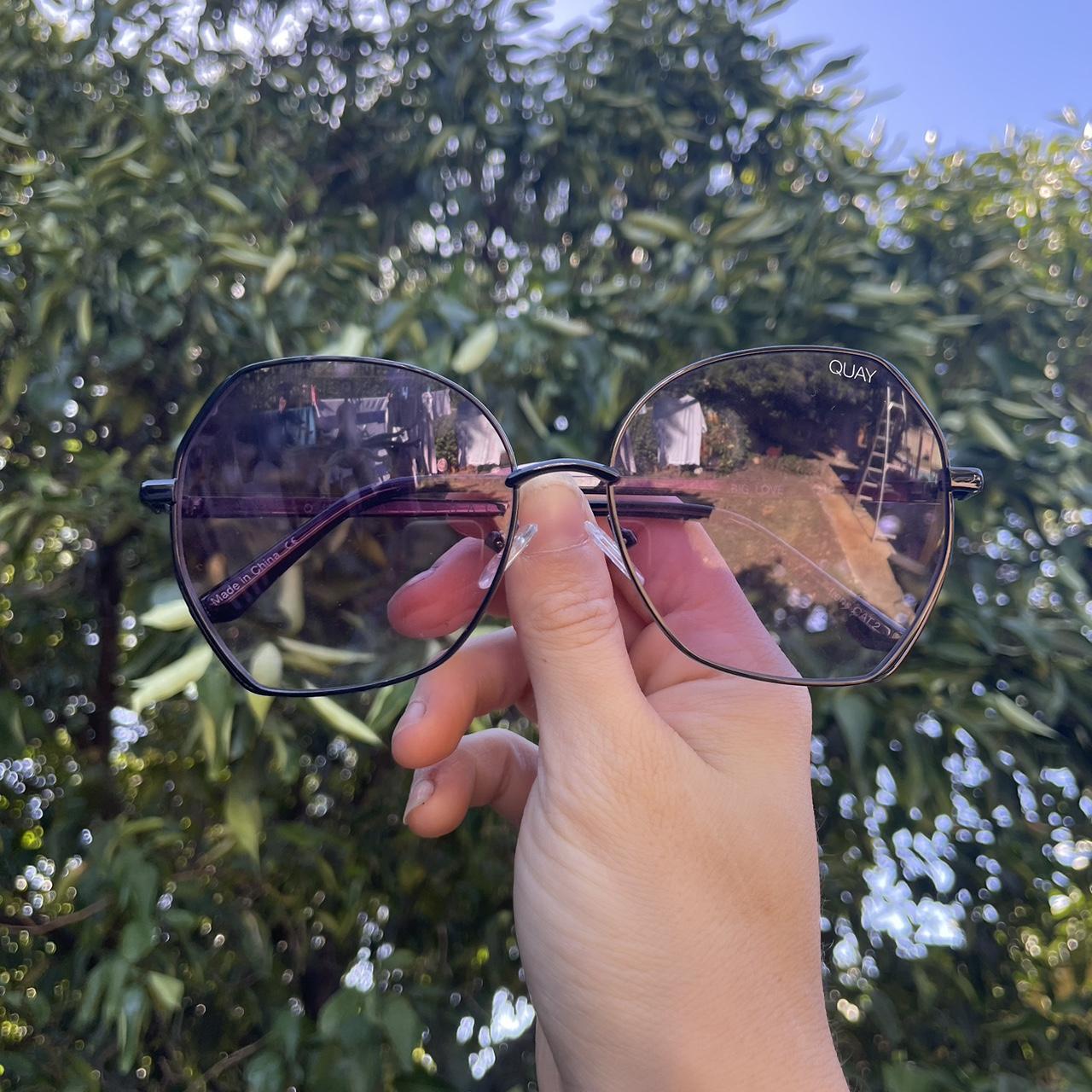 Purple tinted Quay Australia sunglasses. Black. Depop