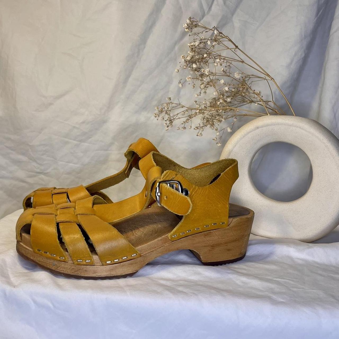 Swedish Wood Clog Sandals mustard yellow 2in... Depop
