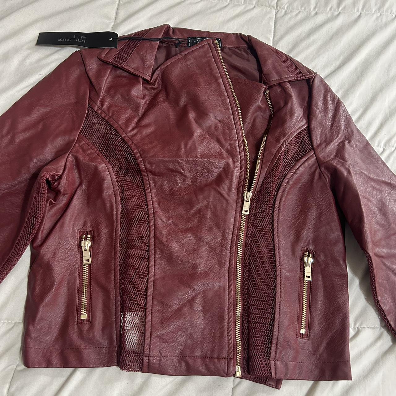 Maroon leather jacket ☆ ★ ★ size: small Still... - Depop