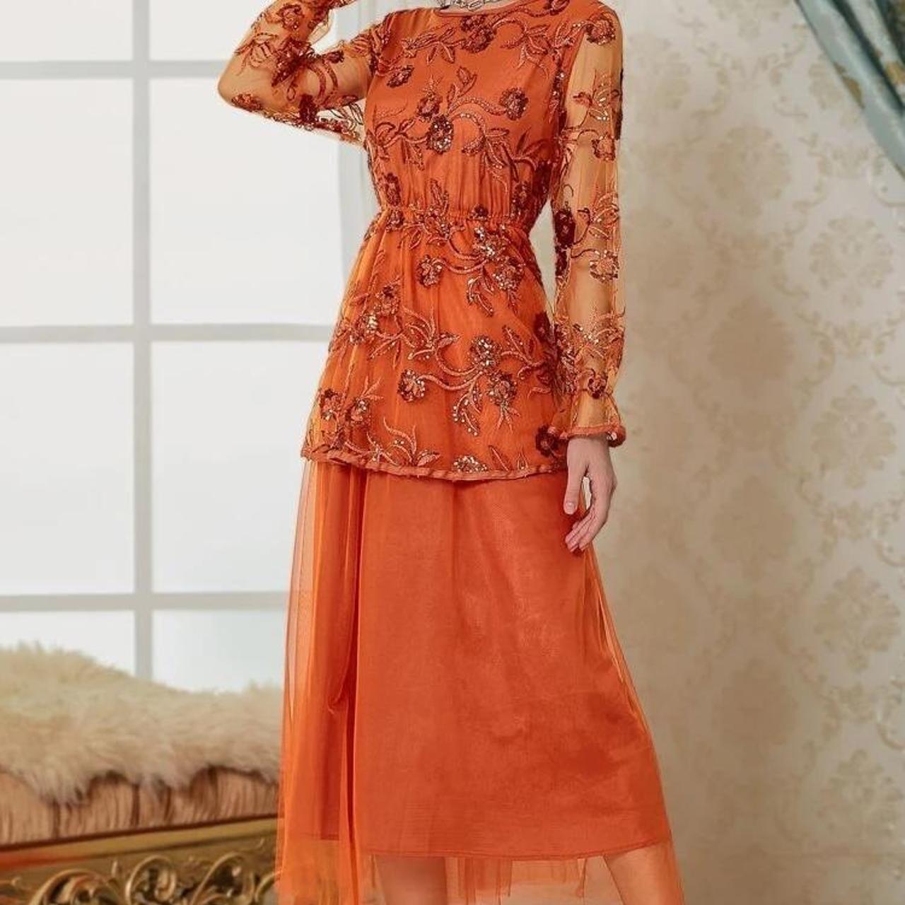 SHEIN Women's Orange Dress | Depop