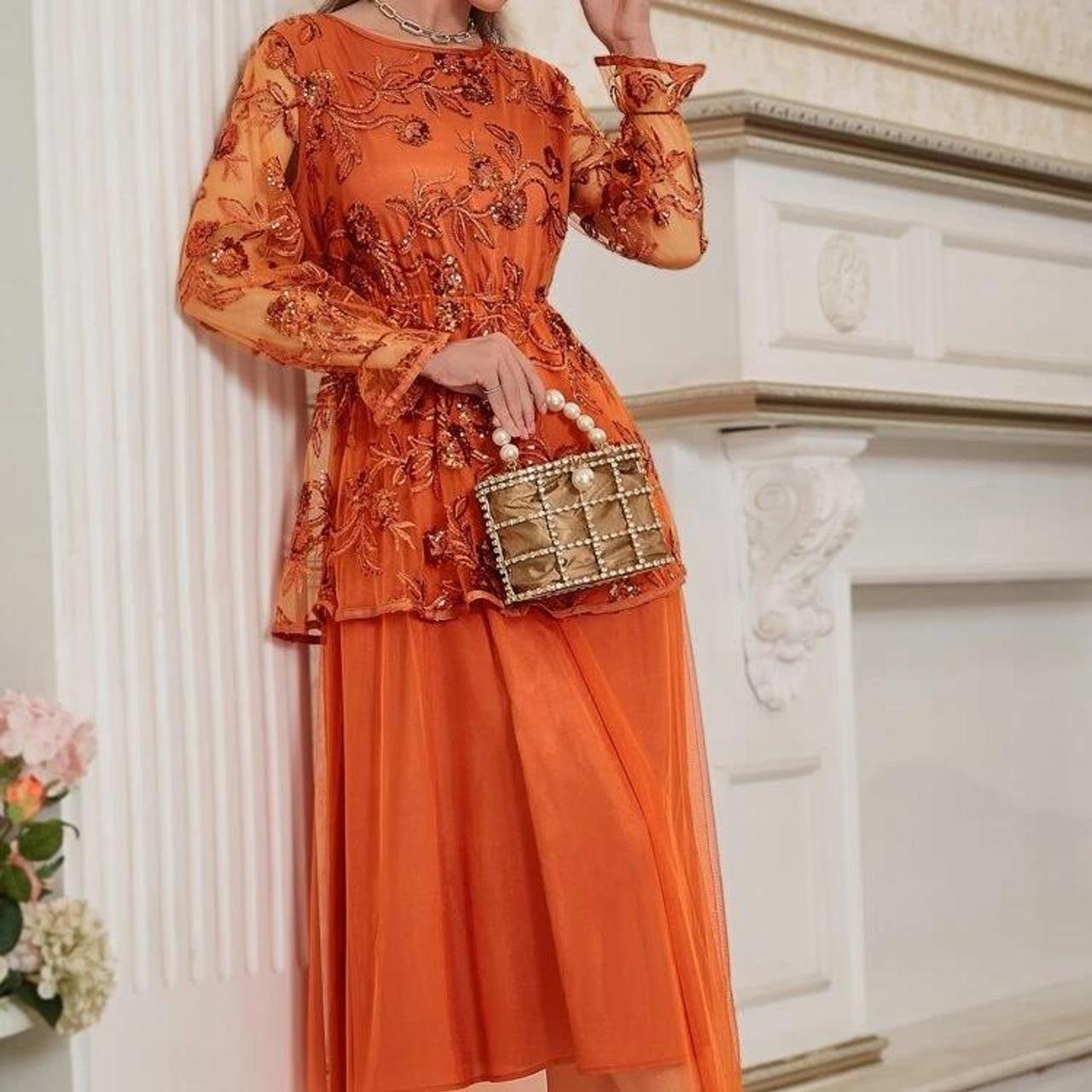 SHEIN Women's Orange Dress Depop