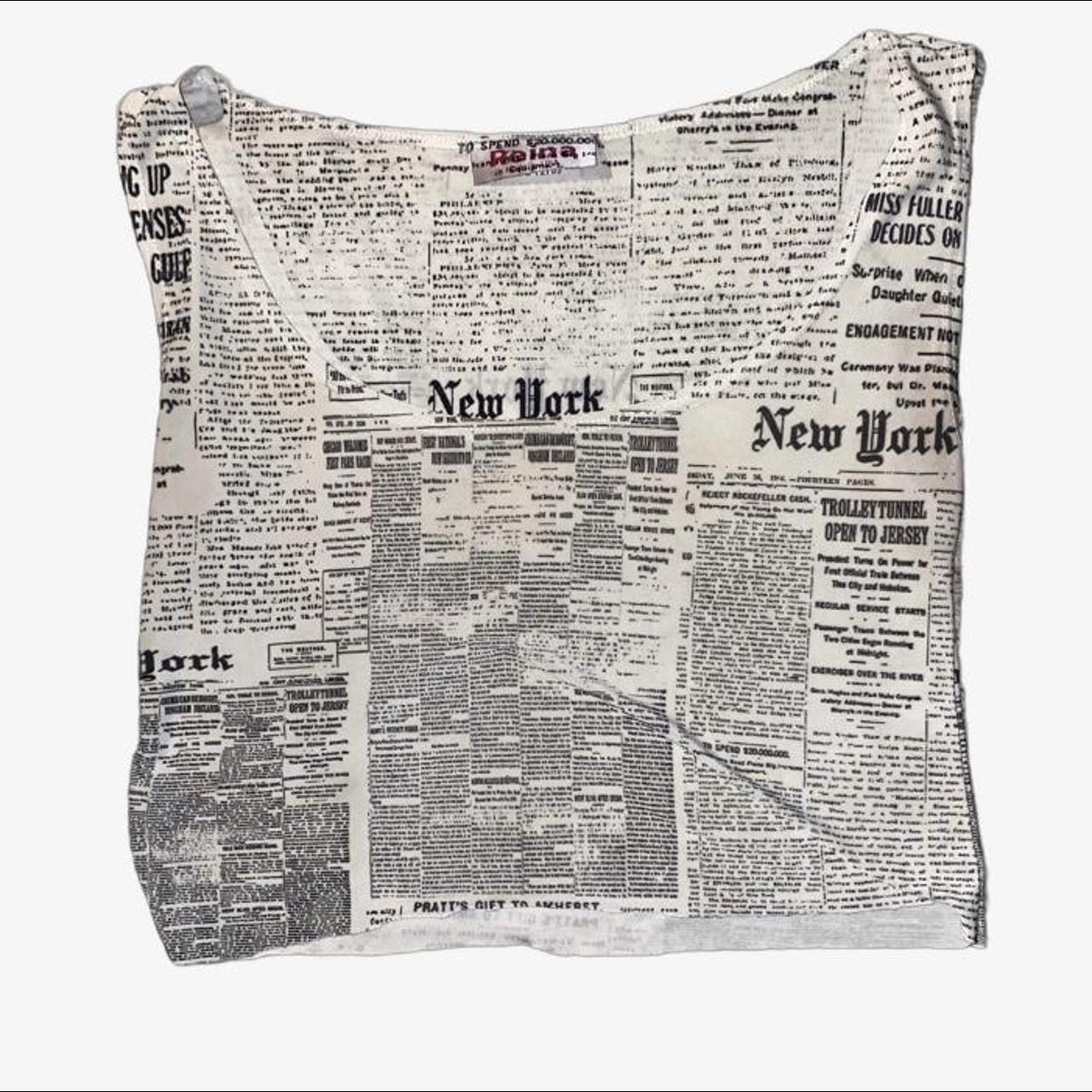 y2k newspaper print tank top by reina Depop