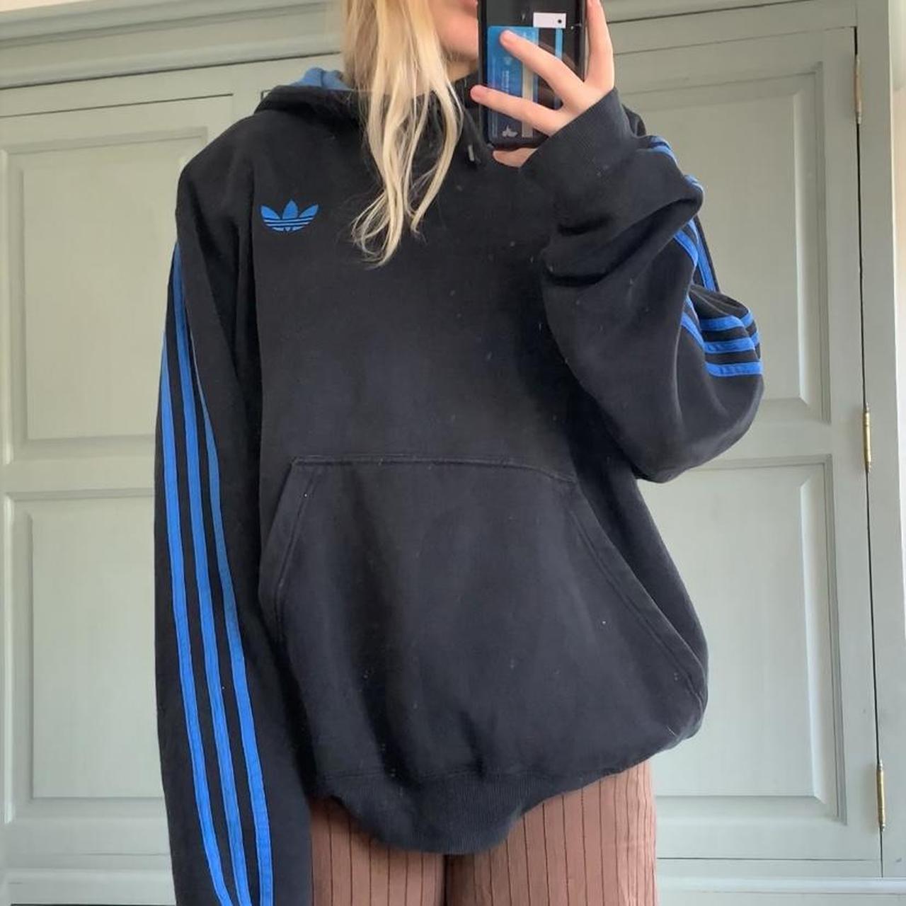 vintage black adidas hoodie size XL Depop