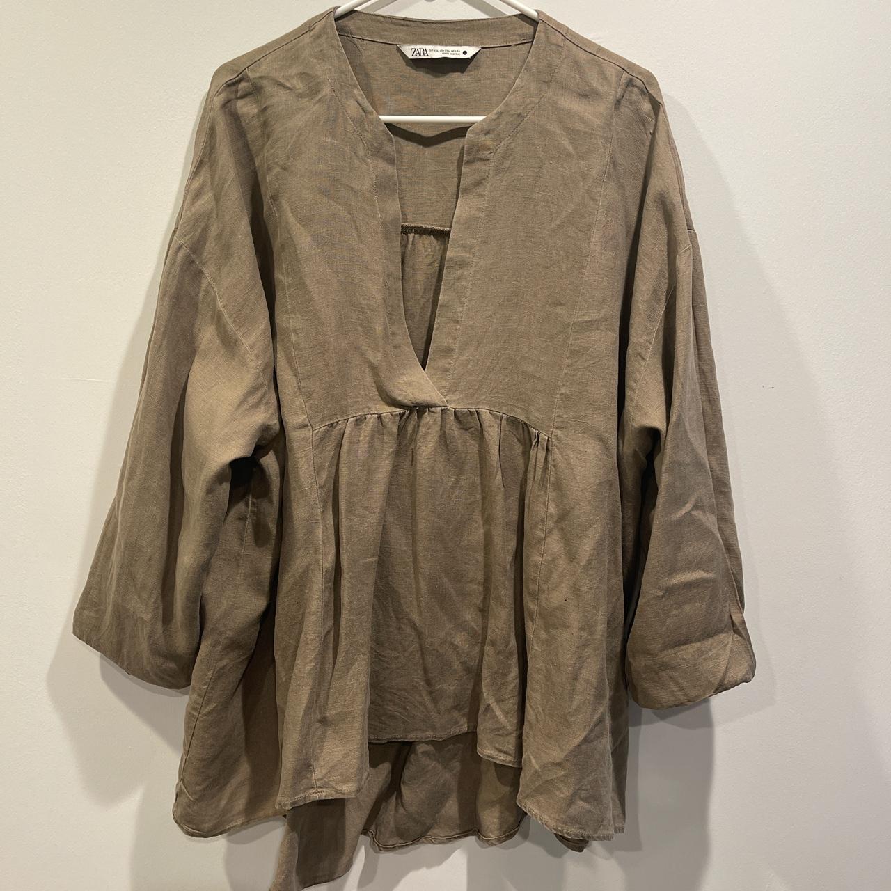 Zara Women's Khaki and Brown Blouse | Depop