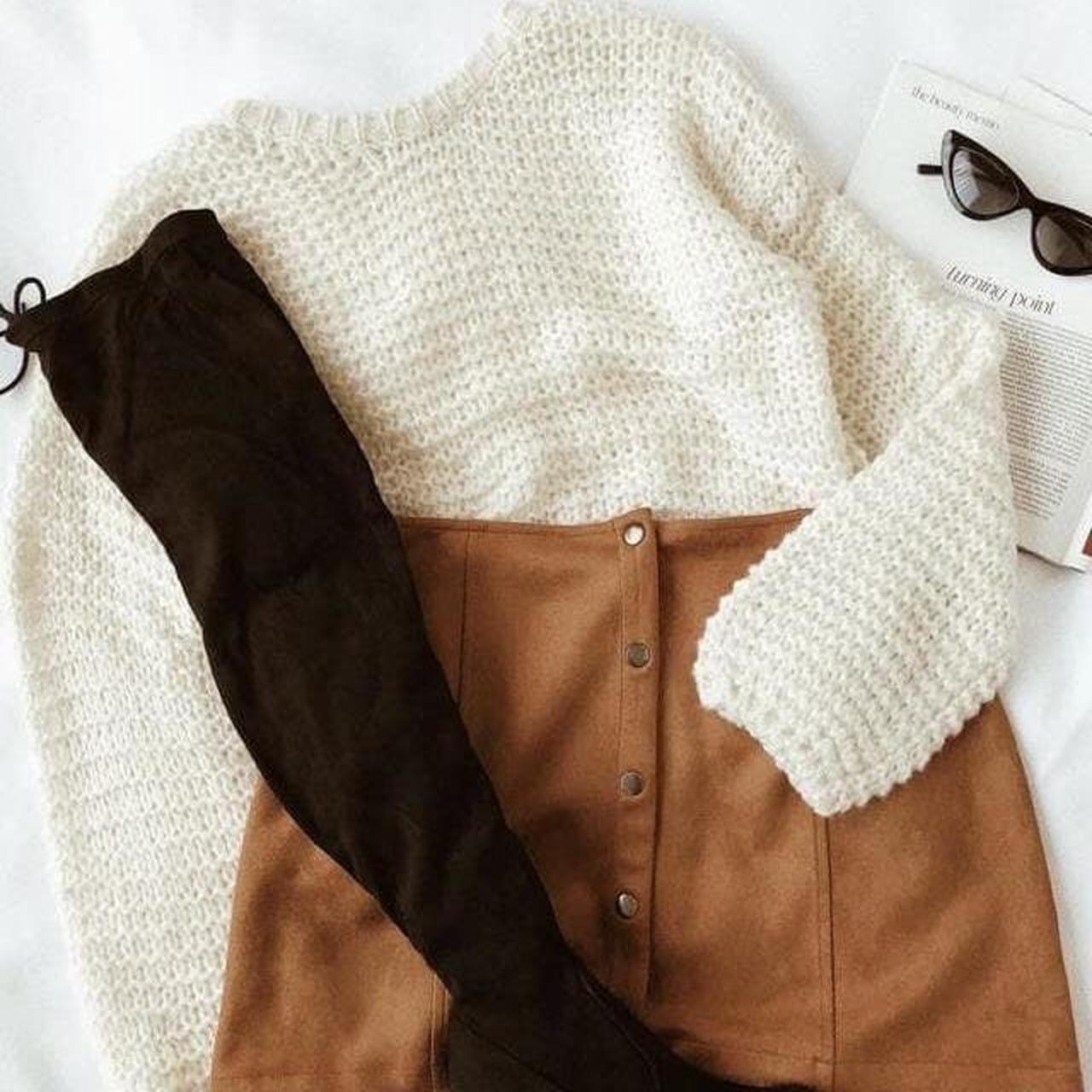 Light brown brown suede skirt With side tie strings... - Depop