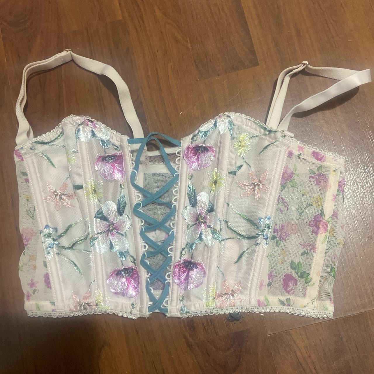 Victoria secret Corset Floral NWOT straps - Depop