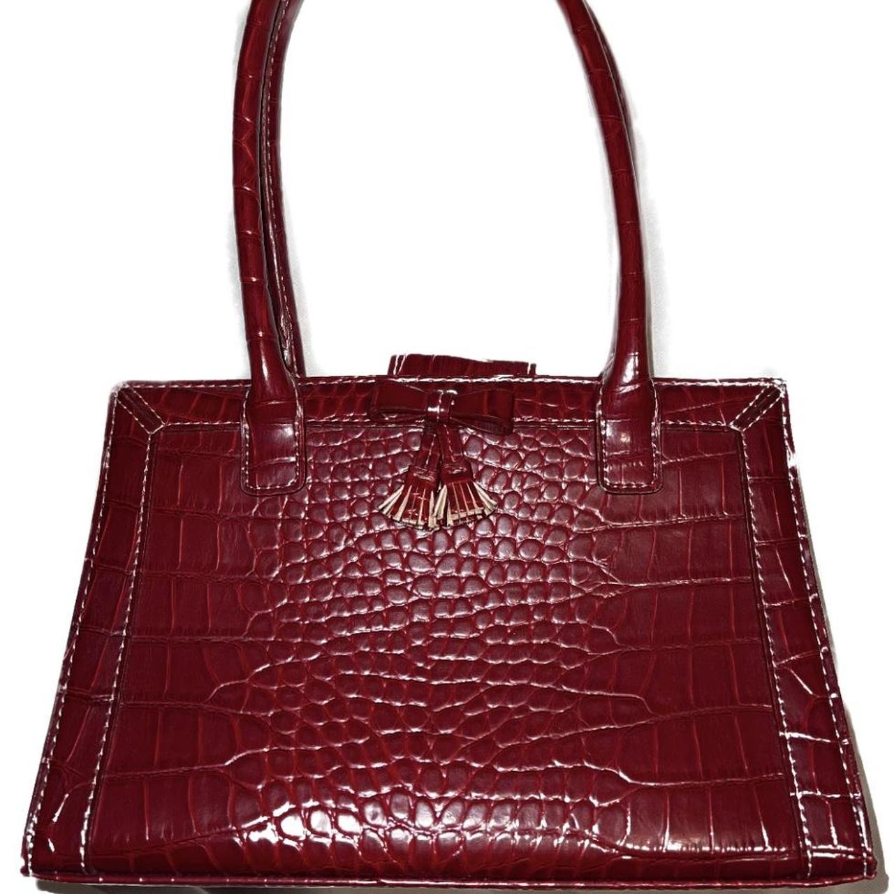 Liz Claiborne Women's Red and Burgundy Bag | Depop