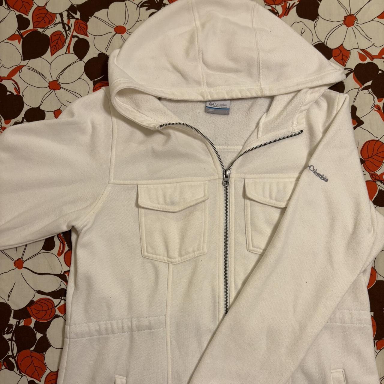 white columbia jacket with adjustable cinched waist... Depop