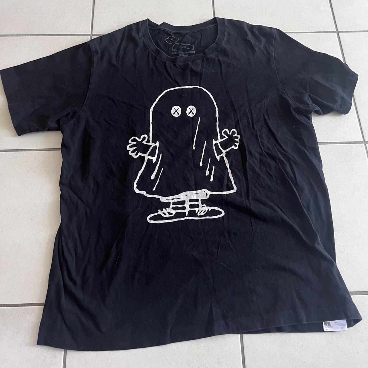 kaws x uniqlo peanuts ghost snoopy tee size xl worn... - Depop