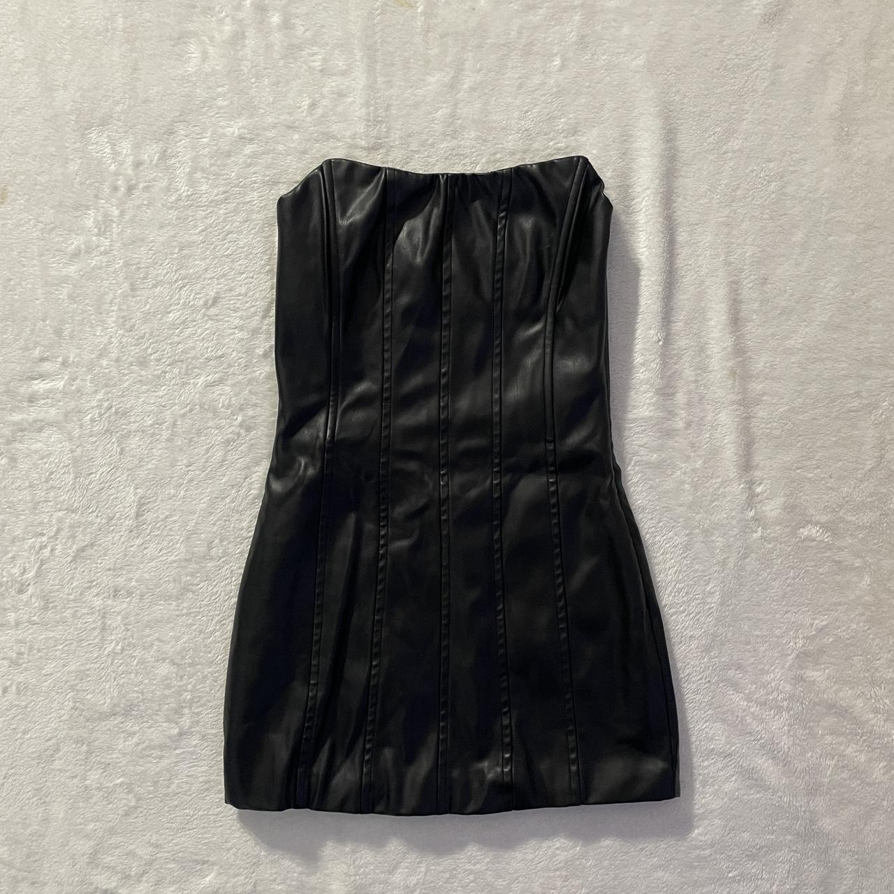 tiger mist corset faux leather fitted mini... - Depop