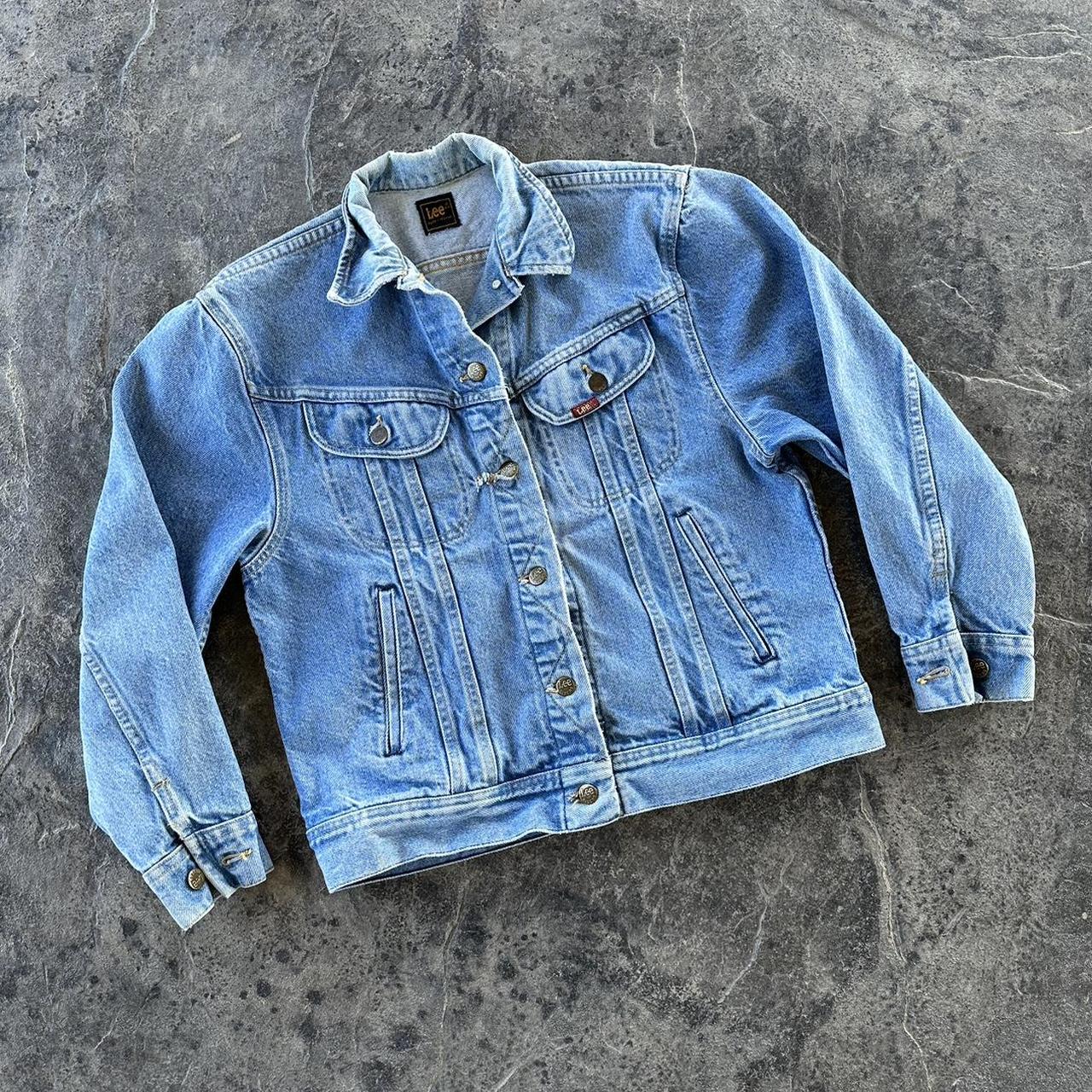 Distressed Faded 90s Lee Medium Wash Denim Trucker... - Depop